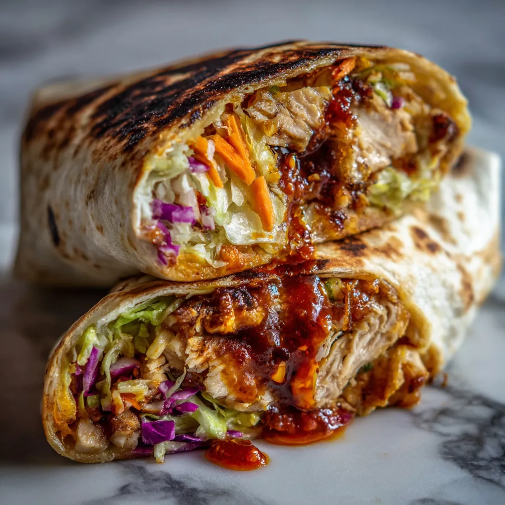 Sweet Chili Chicken Wraps with Fresh Vegetables and Tangy Asian-Inspired Sauce - tertiary view